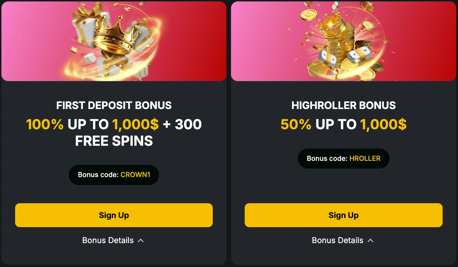 Bonus at Golden Croown Casino